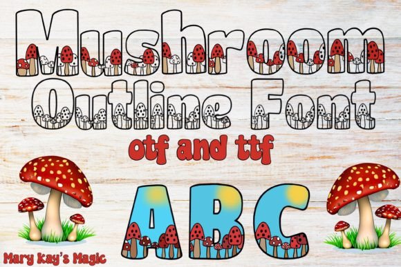 Mushroom Outline: Whimsical Typography for Modern Design