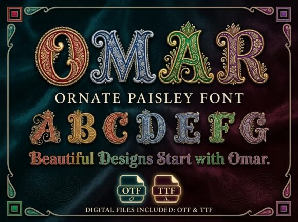 Omar: The Ornate Paisley Font for Luxurious Design